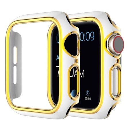 Glänsande färgat prydnadsskal för Apple Watch Series 3/2/1 42mm - Vit / Guld