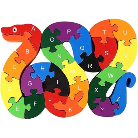 lovestown Alfabet Puslespil Byggeklodser Dyr Træpuslespil, Træorm Bogstaver Tal Blok Legetøj til Børnelegetøj - Orm