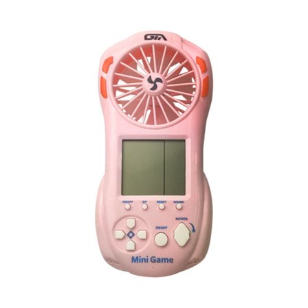 Rosa Tetris spelkonsol fläkt 2-i-1 handhållen hängande nack mini fläkt