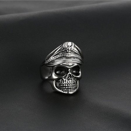 Thick ring with legion officer skeleton stainless steel skull