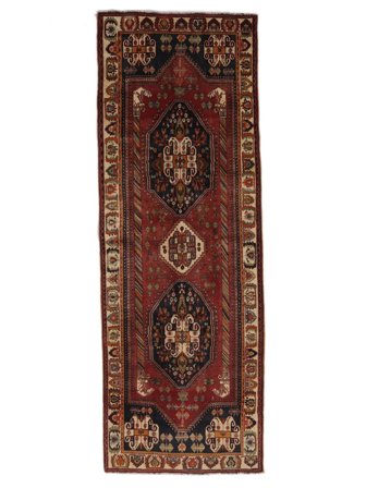 Hand Knotted Persian Qashqai Rug 114X329 Black/Brown