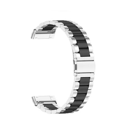 Fitbit Sense 2 / Versa 4 / 3 klockarmband i rostfritt stål - Silver / Svart