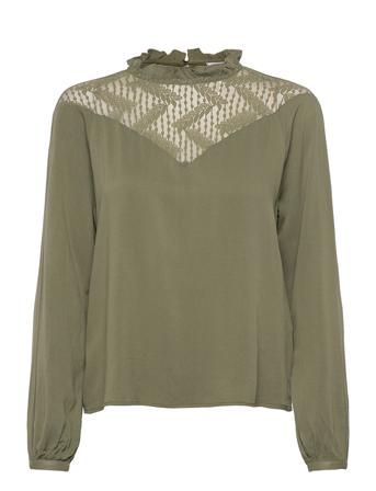 Visuvita L/S Lace Top/Su/Pb Green Vila