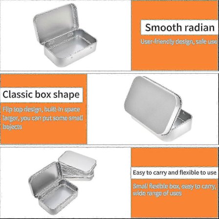 Metal Rektangulære Tomme Hængslede Dåser - 30 Pak Sølv Mini Bærbare Æske Beholdere Lille Opbevaringssæt & Hjemmeorganisator