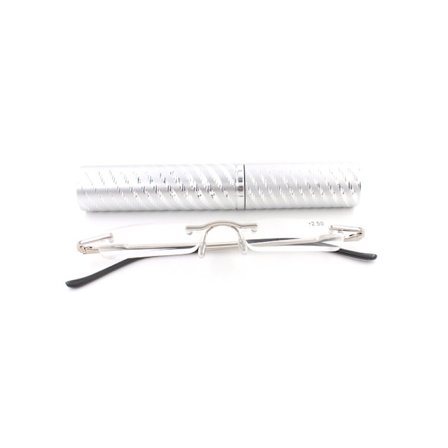 (3 dioptriaa)Ohut kehyksetön lukulasit Mini taskukokoinen lukija Näköapu Kynäkotelo naisille ja miehille