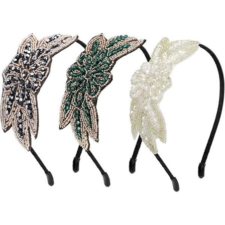 3 retro hårbånd til kvinder i 1920'er-stil med summende perler og rhinsten