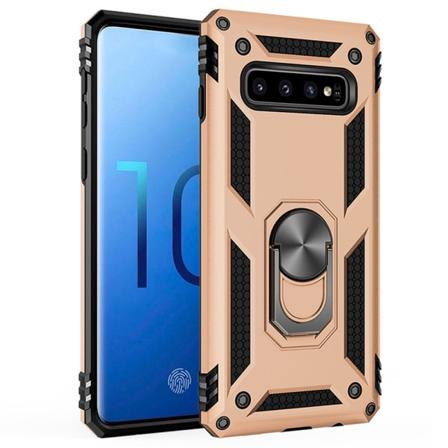 Samsung S10 Plus Pansar Skal Guld Med Hållare.