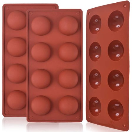 3-pack 8-håliga halvsfäriska silikonformar för varm choklad