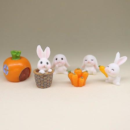 Mini Pääsiäispupuhahmot Miniatyyri Resin-Jänis Figurines Fairy Rabbit Carrot Garden Koristeet DIY Koti Mikro Maisema Bonsai Kasvi Ruukku Kakku