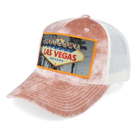 Calza Pennello - Roze trucker Cap - Las Vegas Sign Velvet Peach/Ivory A-frame Trucker @ Hatstore