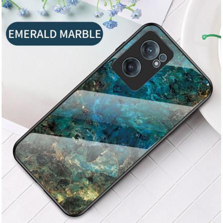 Oneplus Nord Ce 2 5g Marmorskal 9h Härdat Glas Baksida Glassback Multicolor Emerald Green
