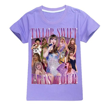 Barn Taylor Swift T-shirt Print Kortærmet T-shirt Toppar Swiftie Fans Koncertgaver Lilla Purple