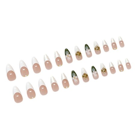 Mandel Press-on Naglar Akryl Stick-on Naglar Lösnaglar Med 3D-Blomsterdesign