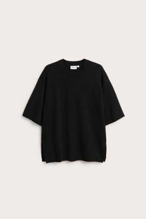 Kappahl | Finstickad tröja med kort ärm Svart M | Svart