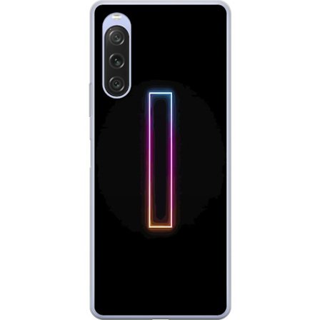 Kompatibel Mobilcover til Sony Sony Xperia 10 V Minimalistisk neonbogstav I i regnbuefarver mod mørk baggrund