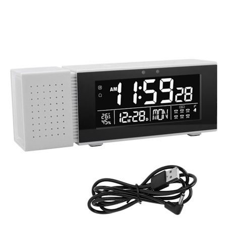 TSP30 Nattlampa Digital Klocka Alarm med FM-radio Temperatur och Fuktighetsmätare (Vit)