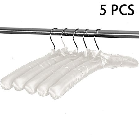 Sæt med 5 satinpolstrede bøjler, brudekjolebøjler i blødt stof, silkebøjler, ingen buler til frakke, grå kjoler