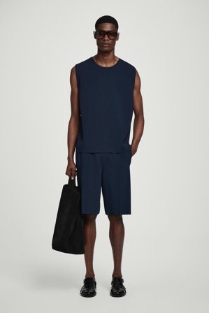 COS Men's Elasticated Knitted Shorts in Blue