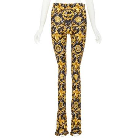 Versace Pre-owned, Pre-owned Fabric bottoms Geel, Dames, Maat:M,Viscose,print