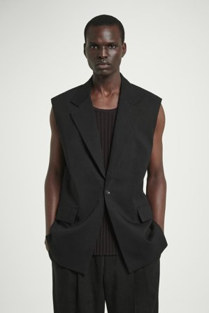 COS Men's Ärmlös Kavaj I Linneblandning in Svart