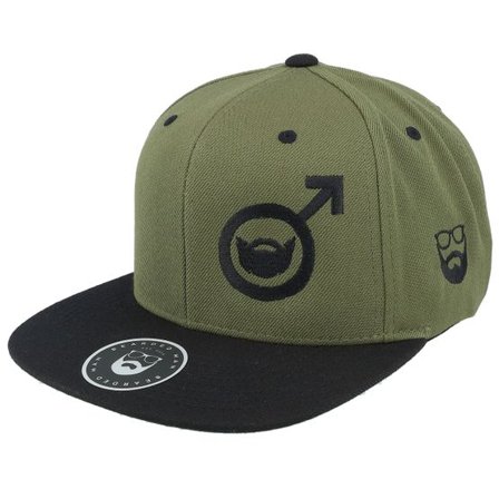 Bearded Man - Grön snapback Keps - Beard Symbol Olive/Black Snapback @ Hatstore
