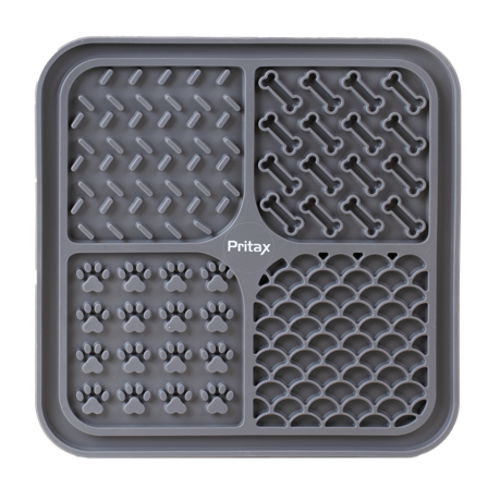 Pritax - Slikkematte 4in1, 20x20cm, Grå - Hund - Matplass & vannautomater for hund - For glupske hunder - ZOO.no