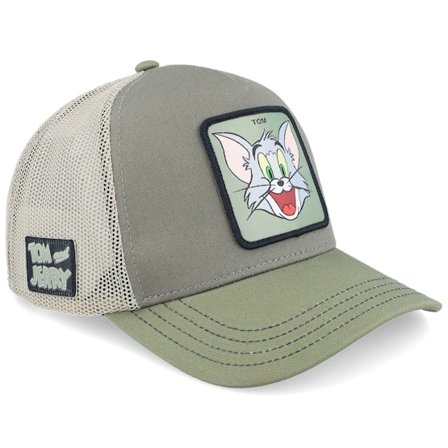 Capslab - Green - trucker - Cap - Tom & Jerry Tom Dark Green A-Frame Trucker - Hatstore