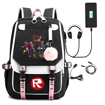 roblox ryggsäck barn ryggsäckar ryggväska med USB uttag 1st