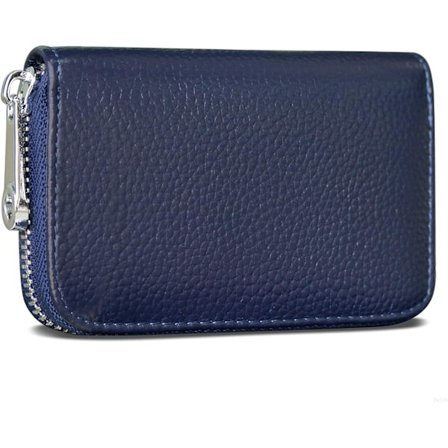 Kreditkortholder RFID-blokering Ægte Læder Mini Kreditkortpung med Lynlås