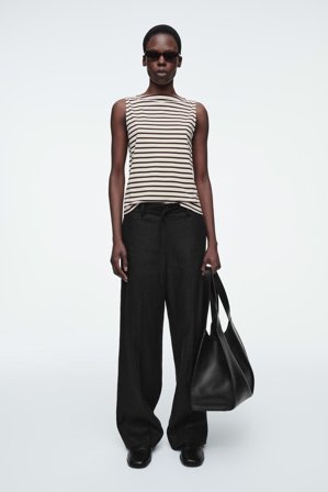 COS Women's Canotta Con Scollo A Barca in Bianco