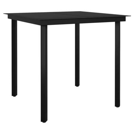 Vidaxl Trädgårdsbord Svart 80x80x74 Cm Stål Och Glas Svart