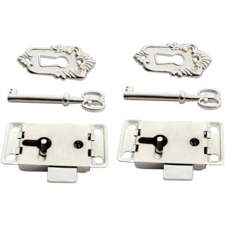 Set med 2 antika skåpdörrslås Dekorativt lås med nycklar och