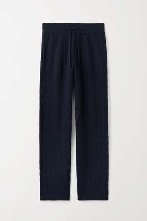 Soft Goat - Men's Cable Knit Pants - Men cashmere pants - S - Navy
