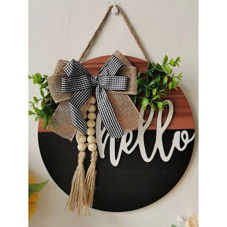 Rund dørplate i tre, dørdekorasjon, bakgrunnsveggdekorasjoner til hjemmet, utendørs dørkrans