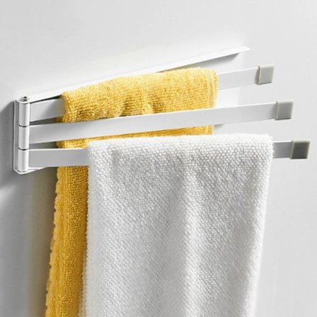 Towel Rack for Bathroom & Kitchen, Wide Use Space-Saving Swivel Towel Bar, Folding Arms with Elegant Design
