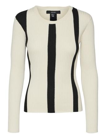 Vmgold New Rib Ls O-Neck Pullover Cream Vero Moda