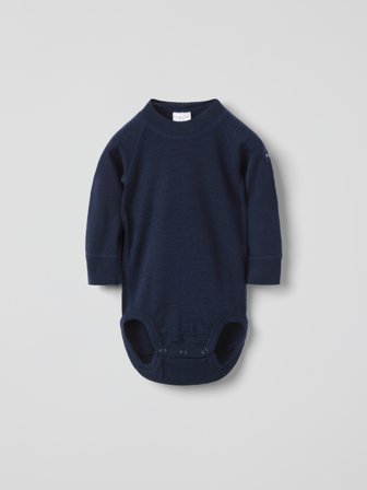 Langärmliger Body aus Merinowolle - 74|80 - kinderbekleidung - blue - Polarn O. Pyret