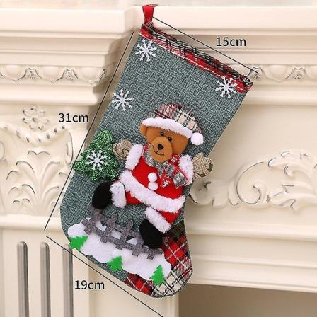 1st Julstrumpa Sockor Snögubbe Santa Älg Xmas Öppen spis Xmas Tree Ornaments nyår 2023 Juldekorationer för hemmet Styles 3