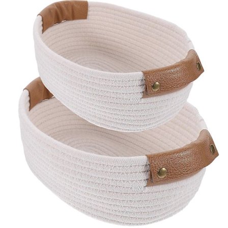 2 stk. Vevd kurv bomullsrep hylle oppbevaringskurv soverom oppbevaring tom kurv CXE