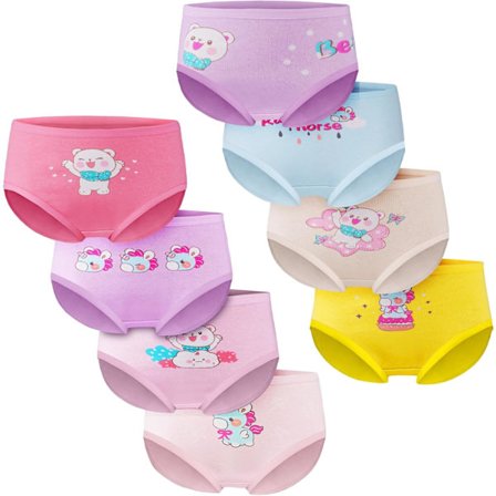 Bomuldsundertøj til piger, 8-pak, åndbart bomuldsundertøj, trusser til små piger, bomuldsunderbukser med forskellige motiver (2-7 år)