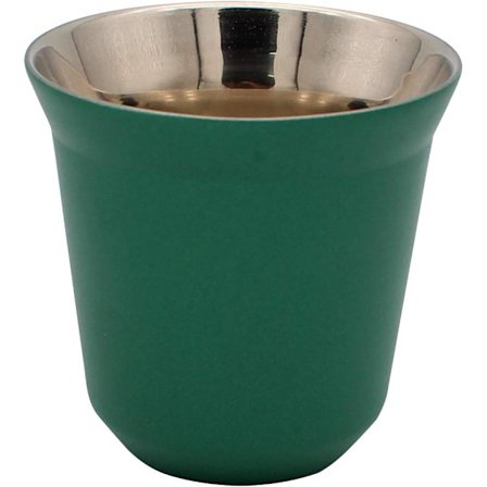 Kaffe- / espressokopper i rustfrit stål (grøn, 6,2*6,2 cm), termokop med dobbeltvæg