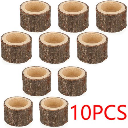 10 Pakke Personlige Træ Tealight Holdere til Bryllupscenterstykke