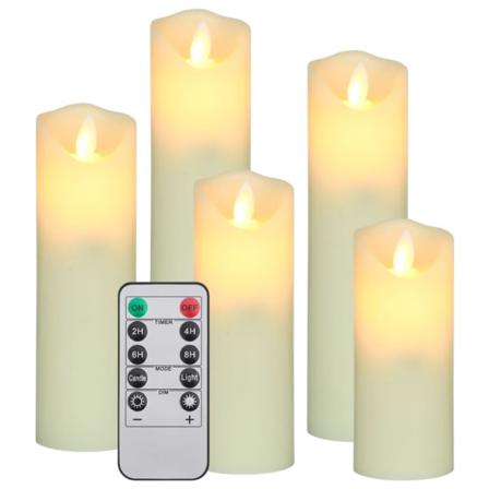Vidaxl Elektriska Led-ljus Med Timer Och Fjärrkontroll 5 St Varm Creme