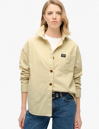 Superdry Chunky Cord Overshirt - Cream - 8