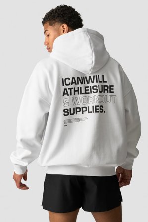 ICANIWILL - Everyday Relaxed Hoodie Print White - Heren - sportkleding van ICIW