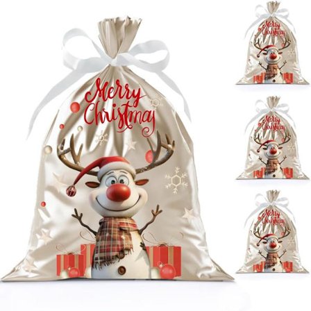 43 * 58 cm Julklappspåsar, 4 st Dragkedjepåsar, Vita Extra Stora Julklappspåsar för Presenter Jul