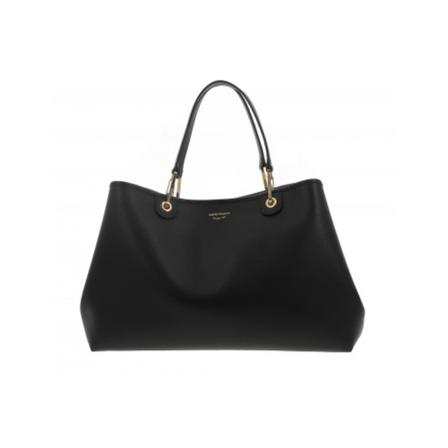 Emporio Armani Large shopping with printed logo , Zwart , Dames , Maat: ONE Size Handtassen