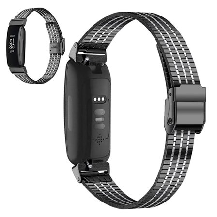 Fitbit Inspire 2 klockarmband i rostfritt stål med sju pärlor - Svart