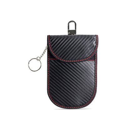 #Kulfiber Sort Bilnøglebeskyttelse med Nøglering#