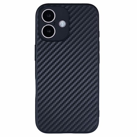 SKALO iPhone 16 Carbon Fiber TPU-suojakuori - Musta